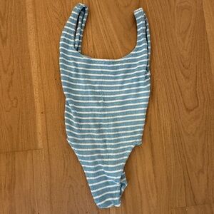 Hunza G Blue and White Stripe Swimsuit
